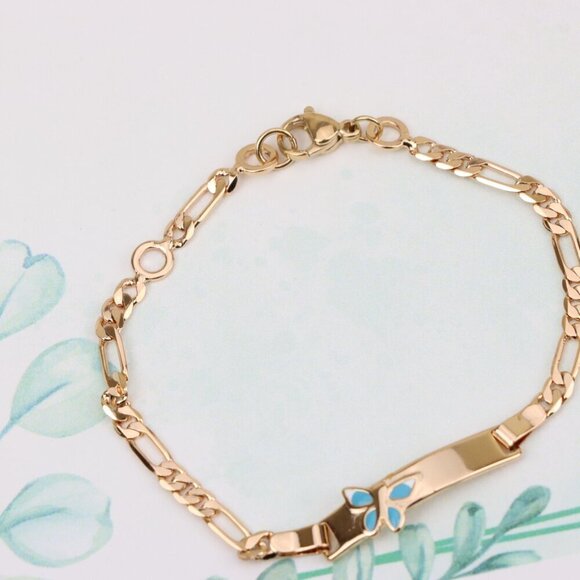 "Elegant Rose Gold Bracelet with Blue Butterfly Charm, XPBL0828 - Picture 5 of 13